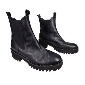FREDA SALVADOR LUG SOLE CHELSEA COMFORT BOOTS – BLACK LEATHER – WOMEN’S 5.5